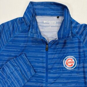 Columbia Golf Chicago Cubs Mens Large Blue Space Dye Quarter Zip Pullover